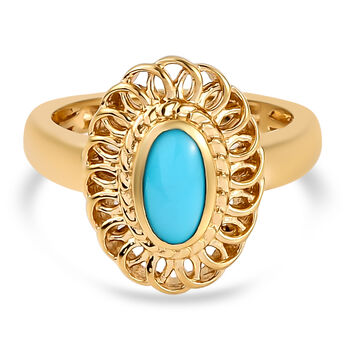 Nat&uuml;rlicher Sleeping Beauty T&uuml;rkis-Ring, 925 Silber vergoldet (Gr&ouml;&szlig;e 16.00) ca. 0,58 ct