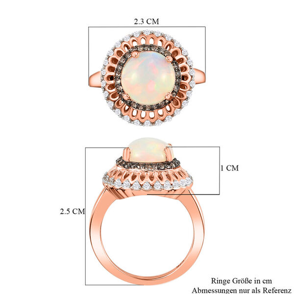 Nat&uuml;rlicher &Auml;thiopischer Opal und Brauner Zirkon Ring 925 Silber ros&eacute;vergoldet  ca. 2,17 ct image number 10