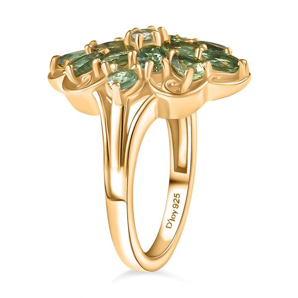 D'Joy Grüner Apatit Ring 925 Silber 750 Gelb Vergoldet (Größe 17.00) ca. 2,65 ct image number 4