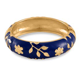 Armreif mit Emaille-Blütendekor, ca. 19 cm ca. 60,00g, blau