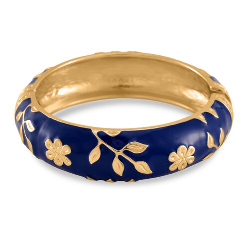 Armreif mit Emaille-Blütendekor, ca. 19 cm ca. 60,00g, blau image number 0