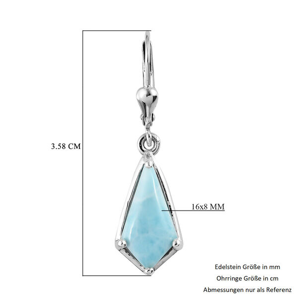 Larimar Tropfen Ohrhänger 925 Sterling Silber platiniert 6,17 Ct  image number 5