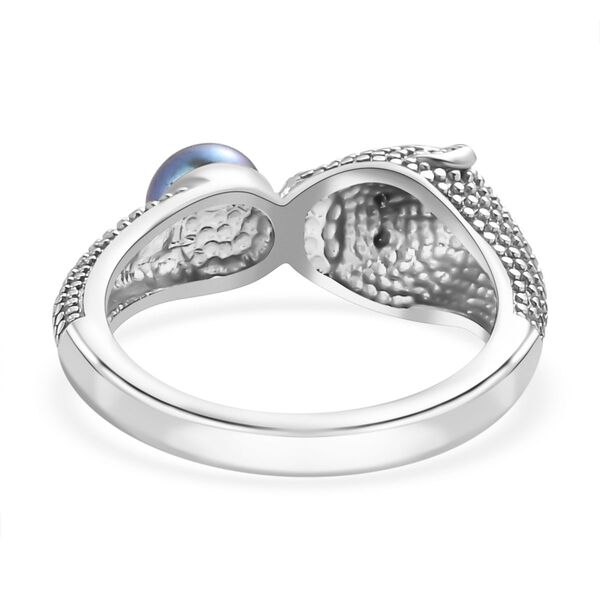 Süßwasser Pfau Perle und schwarzer Spinell Ring image number 6