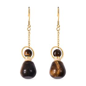 Gelbe Tigerauge Ohrringe, goldfarben 39.00 ct