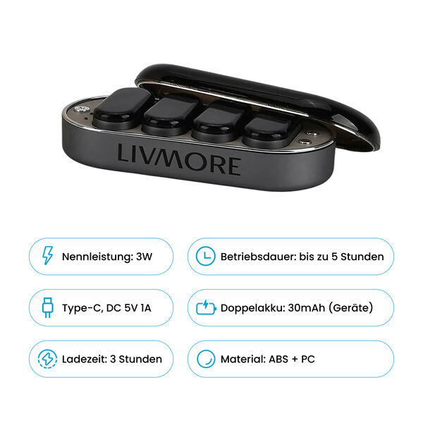 LIVMORE 4-in-1 EMS Impuls Massageger&auml;t, 12,5x5,5x3cm, Grau und schwarz image number 9