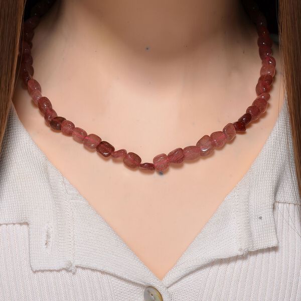 Erdbeer Quarz Halskette, 45+5cm - 189,50 ct. image number 2