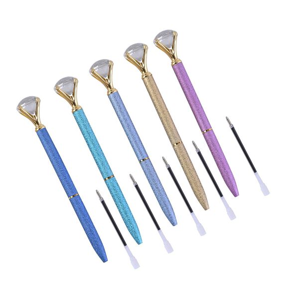 5er-Set Kristall Kugelschreiber, Mehrfarbig image number 3