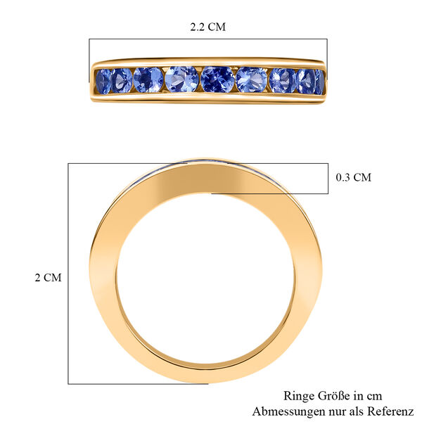 AA Tansanit Band Ring 925 Silber Gelbgold Vermeil image number 6