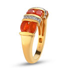 Mexikanischer Kirschfeuer Opal und Zirkon-Ring 925 Silber Gelbgold Vermeil (Größe 16.00) ca. 1,09 ct image number 4