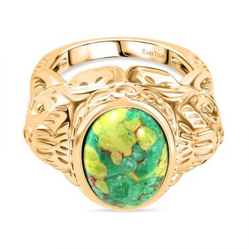 Gr&uuml;nes T&uuml;rkis Ring Nickelfreies Messing (Gr&ouml;&szlig;e 19.00) ca. 4,43 ct