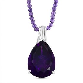 D'Joy AA Afrikanischer Amethyst Schmuckset ca. 50 cm 925 Silber rhodiniert ca. 61.92 ct