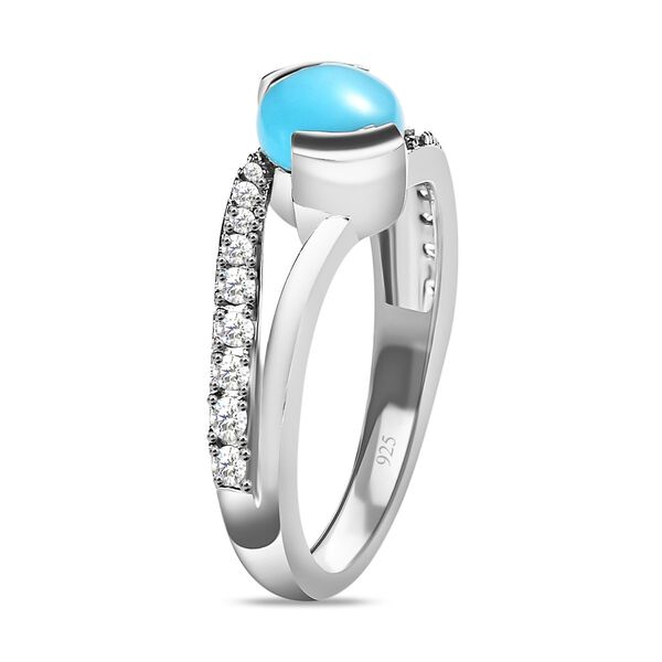 Amerikanischer, natürlicher Sleeping Beauty Türkis und Zirkon-Ring - 1,34 ct. image number 4