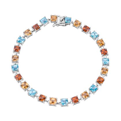 AAA Mehrfarbiges Zirkon Armband ca. 19 cm 925 Silber rhodiniert ca. 20.37 ct