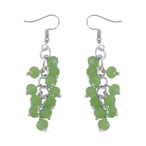 2er Set - Hellgr&uuml;n Kristall, Wei&szlig;er Kristall Halskette und Ohrringe image number 7