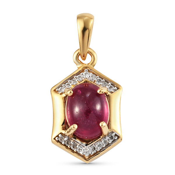 Afrikanischer Rubin und Zirkon-Anhänger, (Fissure gefüllt), 925 Silber vergoldet ca. 2,42 ct image number 0