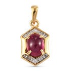 Afrikanischer Rubin und Zirkon-Anhänger, (Fissure gefüllt), 925 Silber vergoldet ca. 2,42 ct