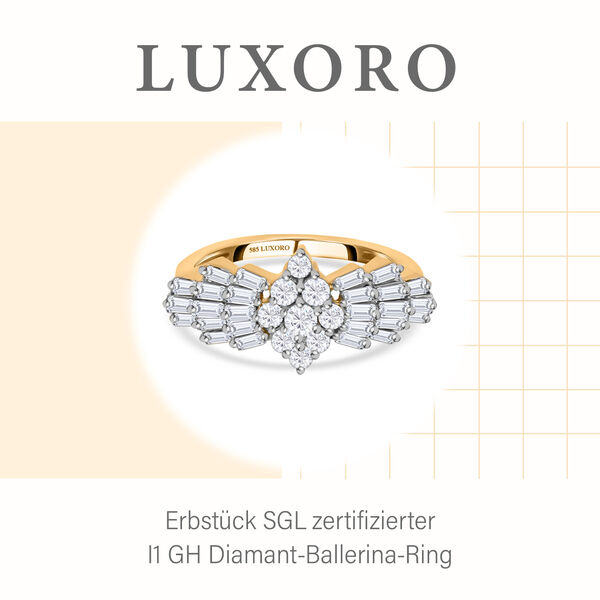 LUXORO SGL zertifizierter I1 G-H Diamant Ballerina-Ring in 585 Gold - 1 ct. image number 3