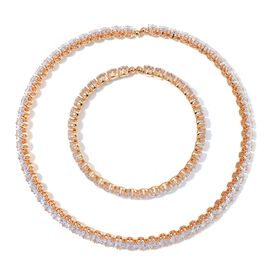 Weißer Zirkonia Schmuckset Nickelfreies Messing Gelb vergoldet