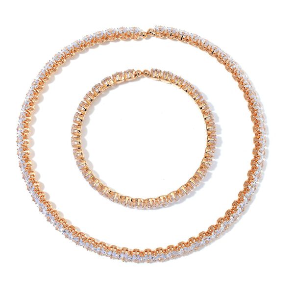 Wei&szlig;er Zirkonia Schmuckset Nickelfreies Messing Gelb vergoldet