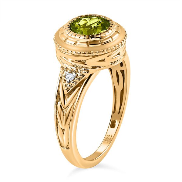 Nat&uuml;rlicher Peridot wei&szlig;er Zirkon Ring,  925 Silber vergoldet (Gr&ouml;&szlig;e 18.00) ca. 1.60 ct image number 5