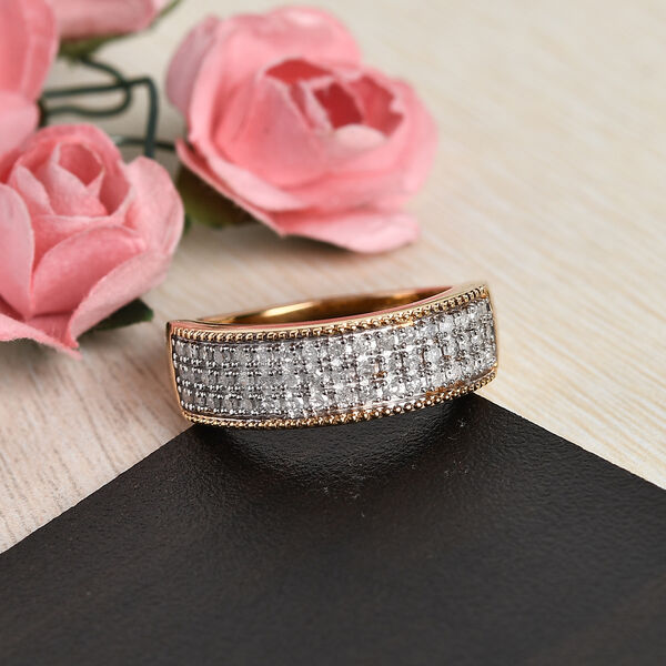 Diamant Cluster Ring 925 Silber Gelbgold Vermeil image number 2