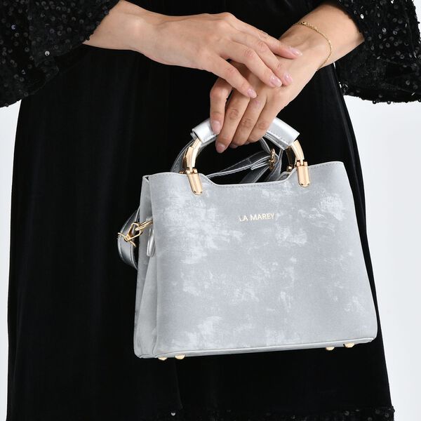 LA MAREY Crossbody Tasche mit Rei&szlig;verschlussf&auml;chern und verstellbarem Schulterriemen 25 x 20 x 11 cm Silber image number 3