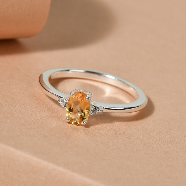 Citrin und Weißer Simulierter Diamant Ring 925 Silber  ca. 0,50 ct image number 2