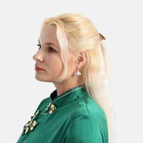 LA MAREY 2er-Set Brokat Seiden-Haarnadel und Ohrringe mit Geschenkbox, Rosa