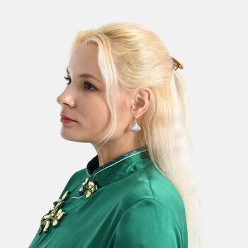 LA MAREY 2er-Set Brokat Seiden-Haarnadel und Ohrringe mit Geschenkbox, Rosa