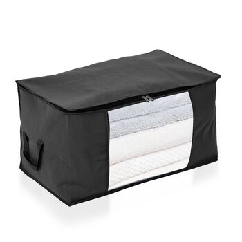 3er-Set Aufbewahrungsboxen mit Sichtfenster, 60x30x45cm, Schwarz