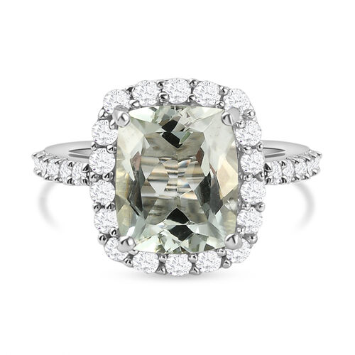 Prasiolith und weißer Zirkon-Ring, 925 Silber platiniert  ca. 5,22 ct image number 0