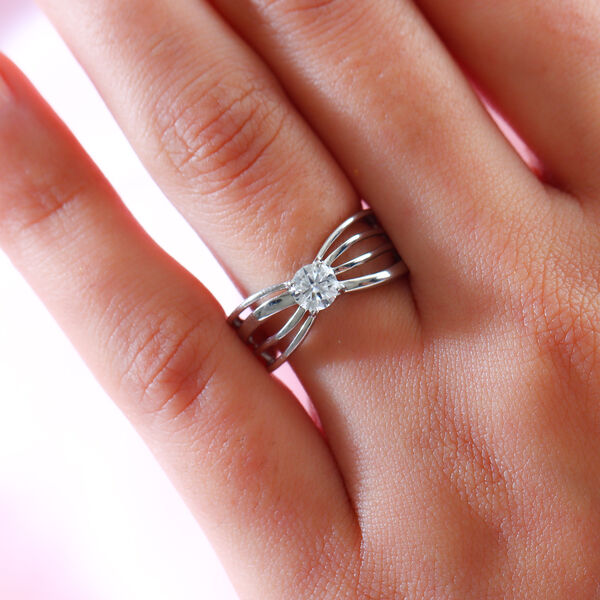 88 Facetten Moissanit-Ring, 925 Silber platiniert  ca. 0,43 ct image number 3