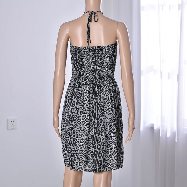 Sommer Halsträger Top mit gesmoktem Taille, Schwarz und weiß image number 2