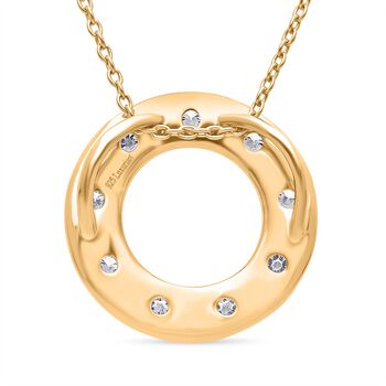 LUXURIANT SI-GH Labor Diamant Anh&auml;nger mit 50cm Kette, 925 Silber Gelbgold Vermeil - 0,33 ct.