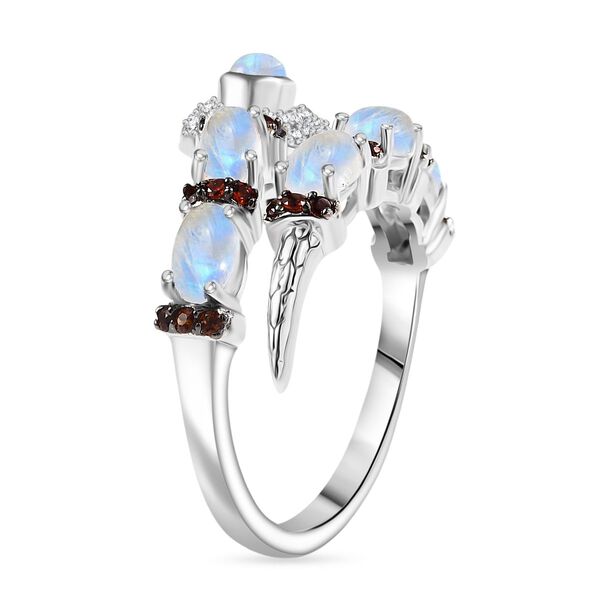 GP Trifono Kollektion- AAA Regenbogen Mondstein, Mosambik Granat, Zirkon und blauer Saphir Ring - 2,26 ct. image number 5