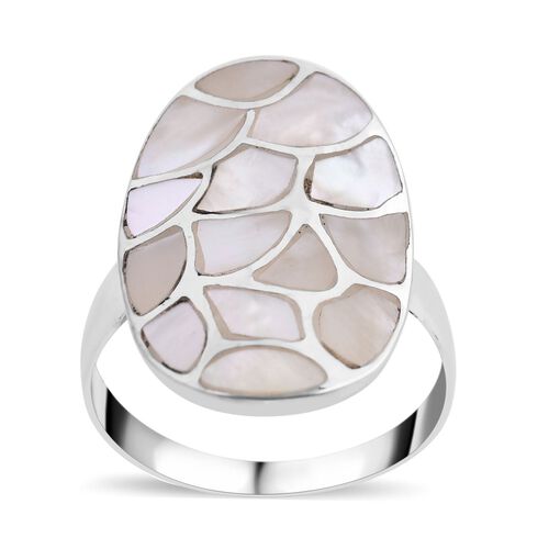 Perlmutt Ringe 925 Silber (Größe 16.00) image number 0