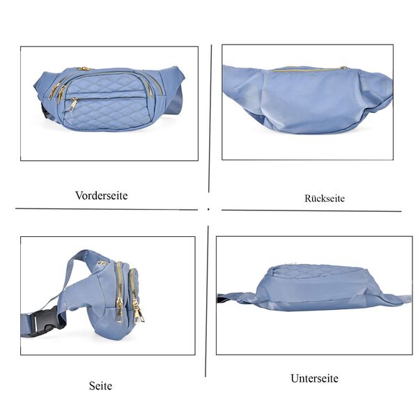 Multifunktionale RFID-geschützte Nylon Gürteltasche mit Schnellverschluss, 36x4x13cm, Blau image number 4