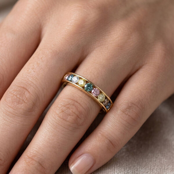 LUXURIANT DIAMOND - SI, Lab Grown Gr&uuml;ner Diamant Ring 925 Silber Rhodiniert und 750 Gelbgold Vermeil (Gr&ouml;&szlig;e 18.00) ca. 1,50 ct image number 1