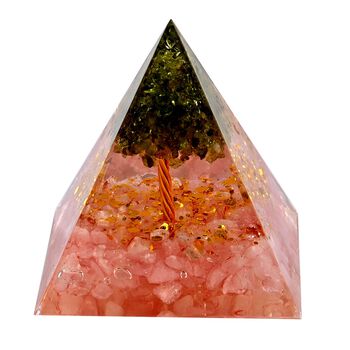 LIVMORE Kristall Pyramide Dekoration aus Kristall und Resin 6 cm Rosa