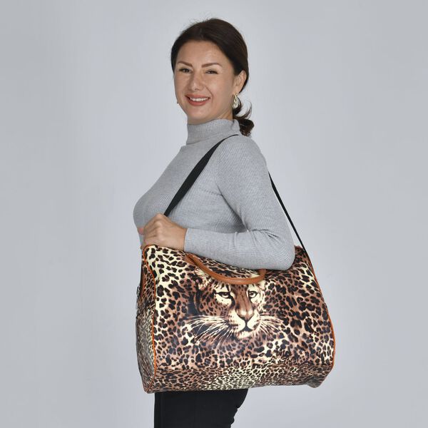 Handtasche mit Leopardenmuster, Braun image number 2