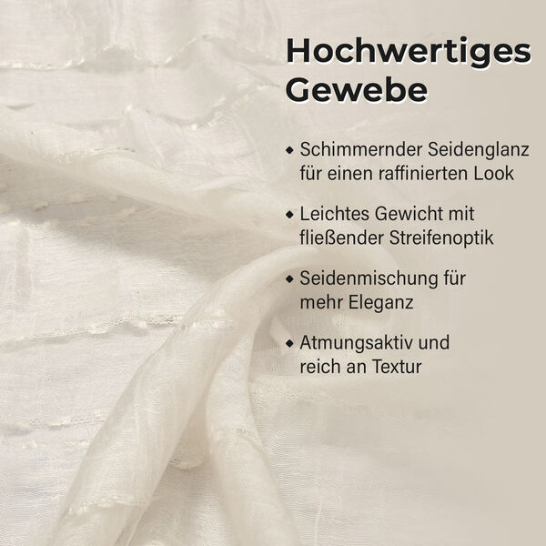 Modal-Seide-Schal, Streifendesign, 175x60 cm, Weiß image number 4