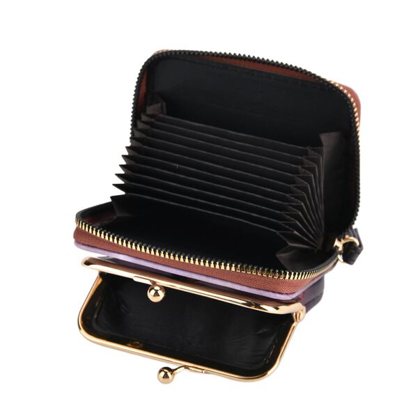 2-in-1-Geldb&ouml;rse mit Mona-Lisa-Motiv, 11x5x8 cm, Braun image number 7