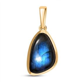 D'Joy AAA Labradorit Anhänger 925 Silber 750 Gelb Vergoldet ca. 6,66 ct.
