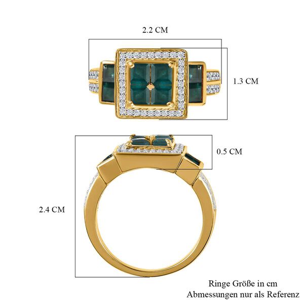 Grandidierit und Zirkon-Ring, 925 Silber Gelbgold Vermeil  ca. 1,58 ct image number 7