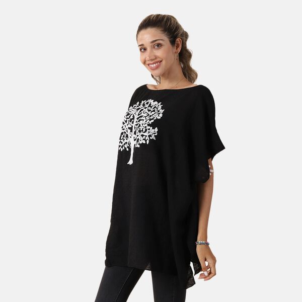 T-Shirt mit Baum-Stickerei, Schwarz, Einheitsgr&ouml;&szlig;e&nbsp; image number 2