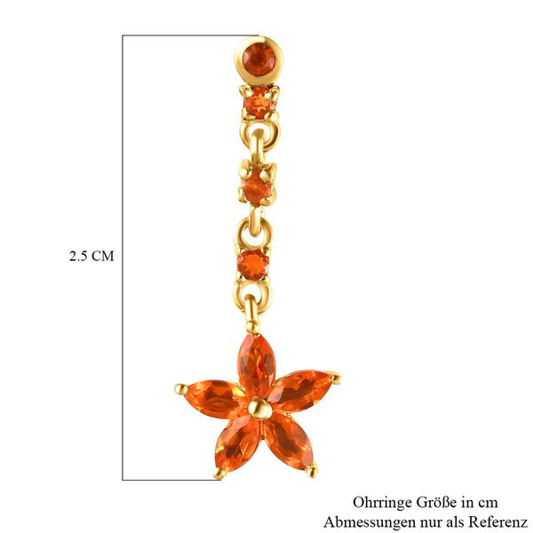 Salamanca Feueropal florale Ohrh&auml;nger, 925 Silber vergoldet, 0,73 ct. image number 6