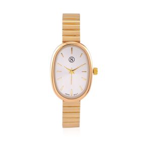 STRADA - Elegante Armbanduhr mit Japanischem Uhrwerk, Stahlsonnenschliff-Zifferblatt und Edelstahlarmband, Reiner Edelstahl, 19 cm, goldfarben