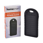 Homesmart - Solar-Powerbank mit LED-Licht, 4000?mAh, 14,3 x 7,5?cm, Schwarz