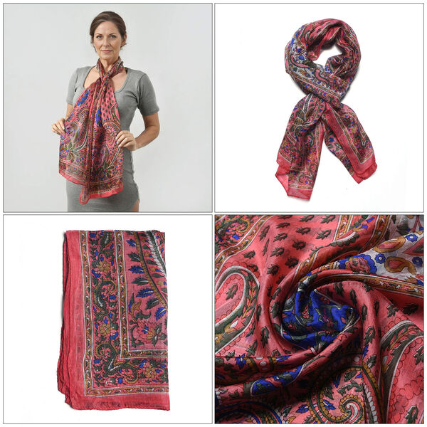 Eleganter Schal aus 100% Seide, Rosa image number 5