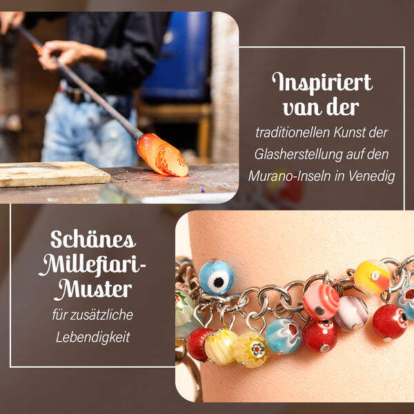 Mehrfarbiges Armband im Murano-Stil, 23cm image number 3